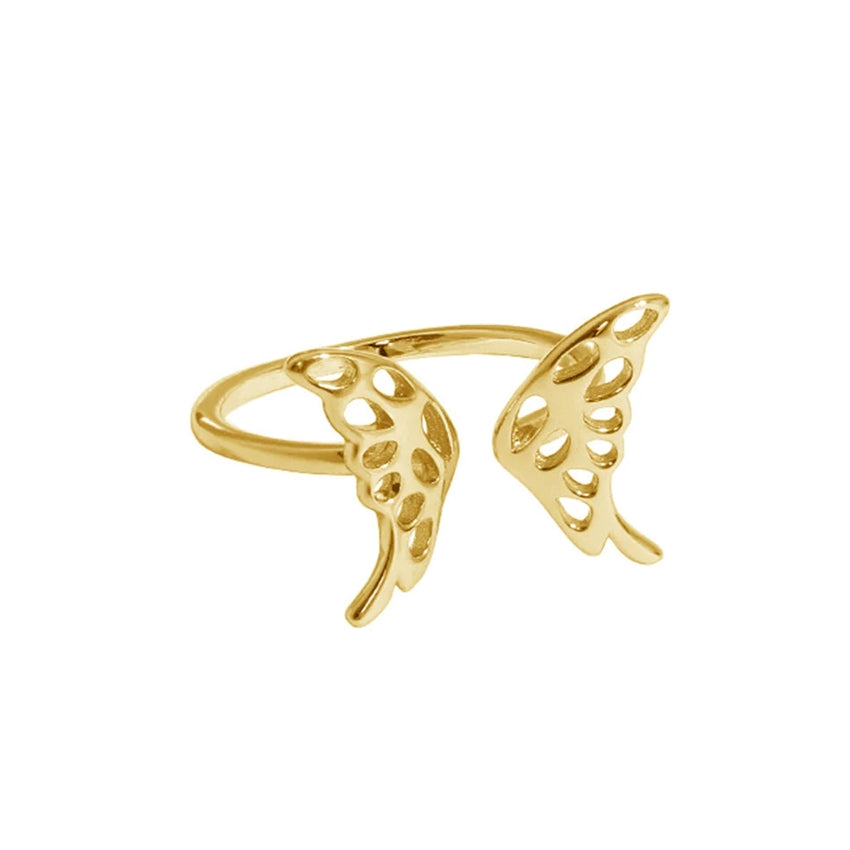 Sommerfugle ring i 18 karat forgyldt sølv fra ByBirch med zirkonia, onesize